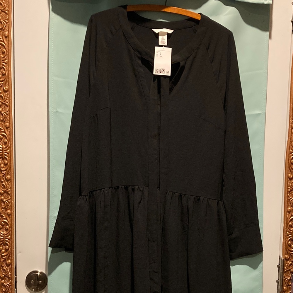 H&M Black Long Sleeve Maxi Women's Dress
